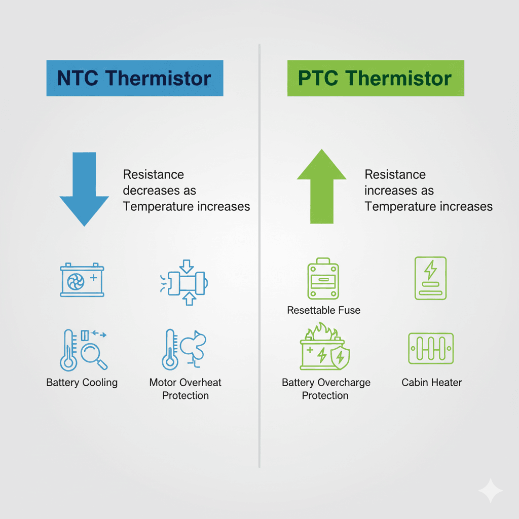 NTC vs PTC thermistor comparison chart
